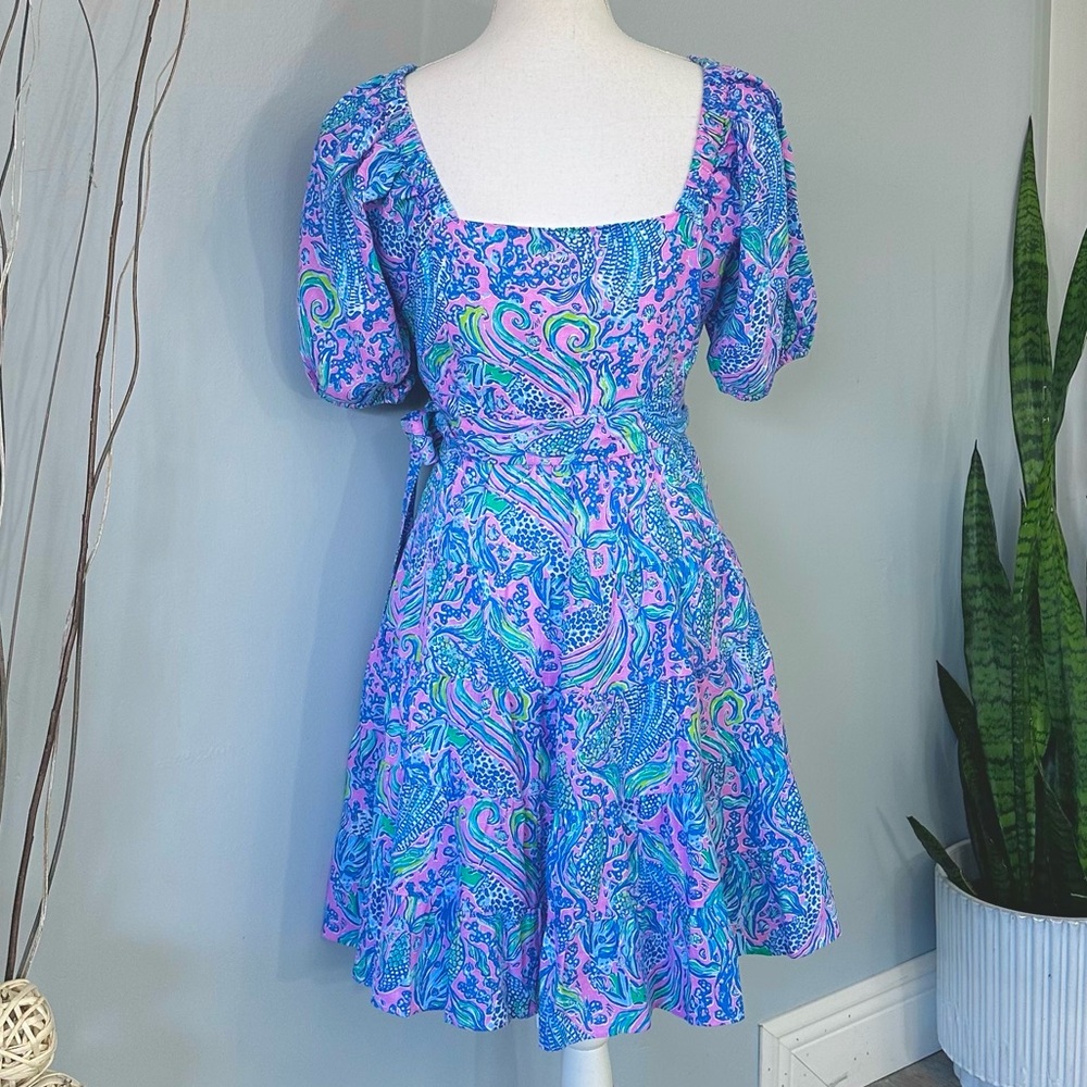 Lilly Pulitzer Iralee Linen Wrap Dress Lilac Rose We Mermaid Style 012609 - Picture 6 of 15